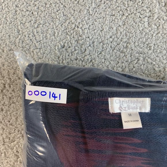 Christopher & Banks Cardigan Sweater Womens Medium Full Zip Pockets V Neck Blue - Picture 12 of 12